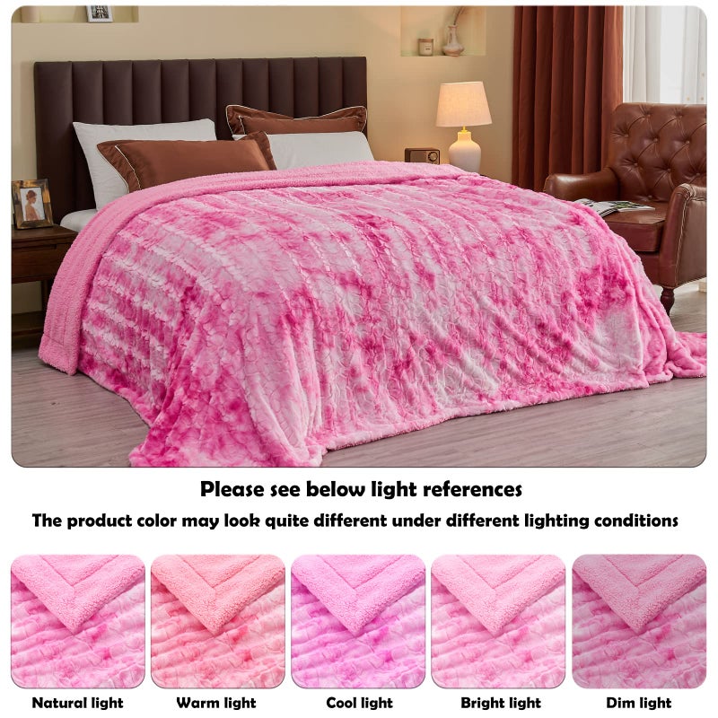 NEWCOSPLAY Super Soft Faux Fur Throw Blanket for Couch Pink Sherpa Fuzzy Plush Warm Blanket for Sofa Bed (Pink, Throw(50"x60")) - Image 4